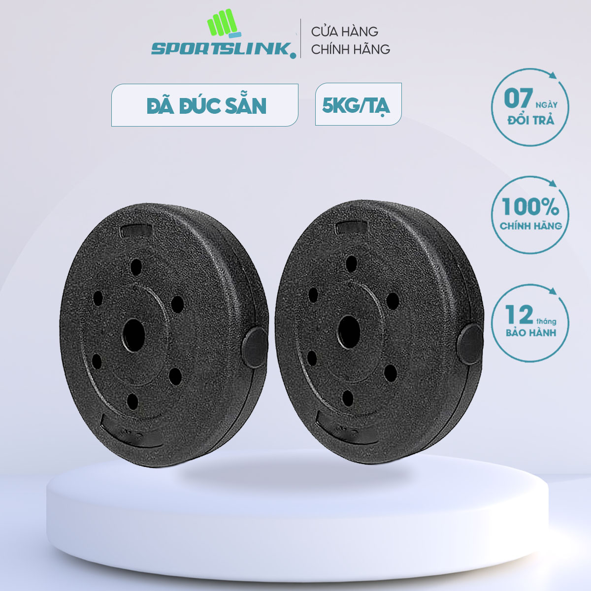 Bộ 2 Tạ Miếng Nhựa 5kg Sportslink