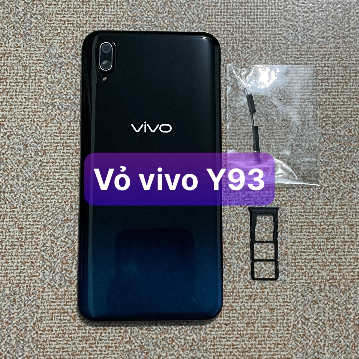 Lưng vỏ zin vivo Y93 bản không vân tay,kèm khay sim,phím,kính camera