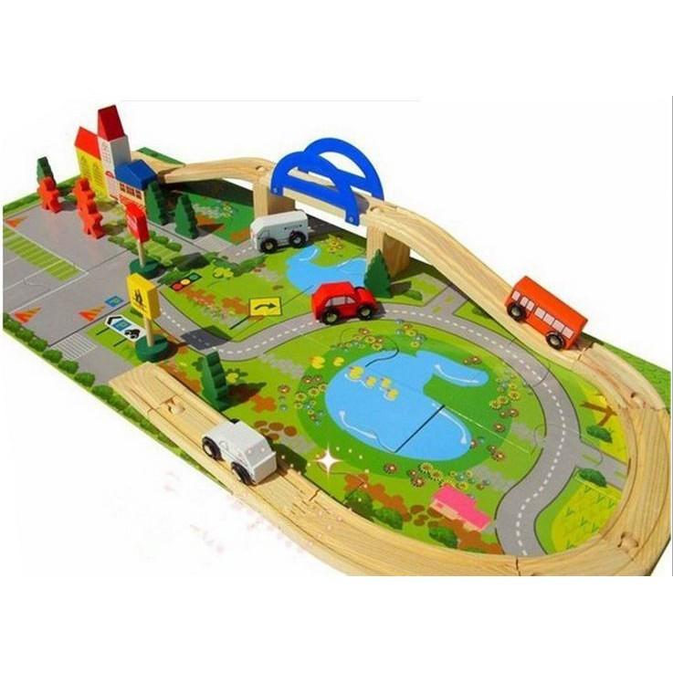 Mô hình Đồ chơi Đoàn Tàu Lượn-Thành Phố bằng gỗ