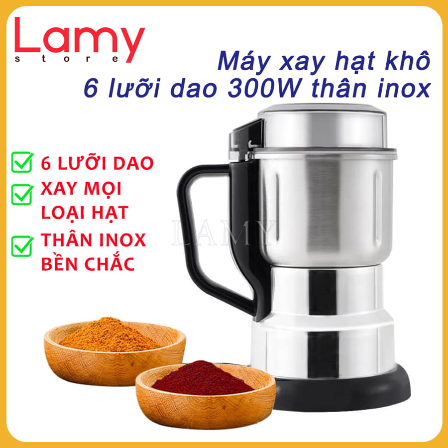 Máy xay bột khô Siêu Mịn Công Suất 300W, Máy xay hạt cà phê, xay bột ngũ cốc, xay gia vị - 6 Lưỡi dao