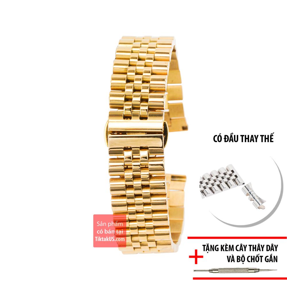 [HCM]Dây đồng hồ thép không gỉ Jubilee 2 đầu bo tròn size 20mm - Tiktakus