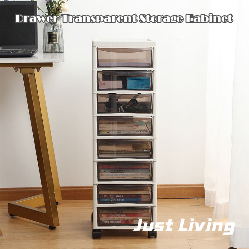 JustLiving Multi-Layer Drawer Grid Storage Rack Office Book Shelf Atorage Cabinet A4 File Cabinet Plastic Data Storage Box