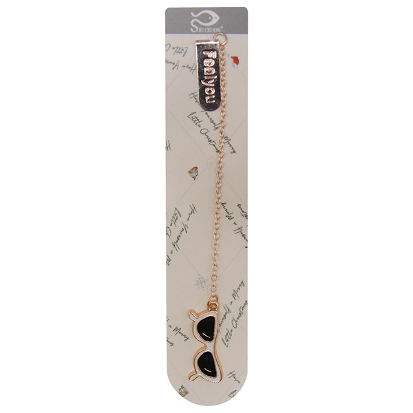 Bookmark Kẹp Sách Kim Loại Phối Charm Hình Mắt Kính