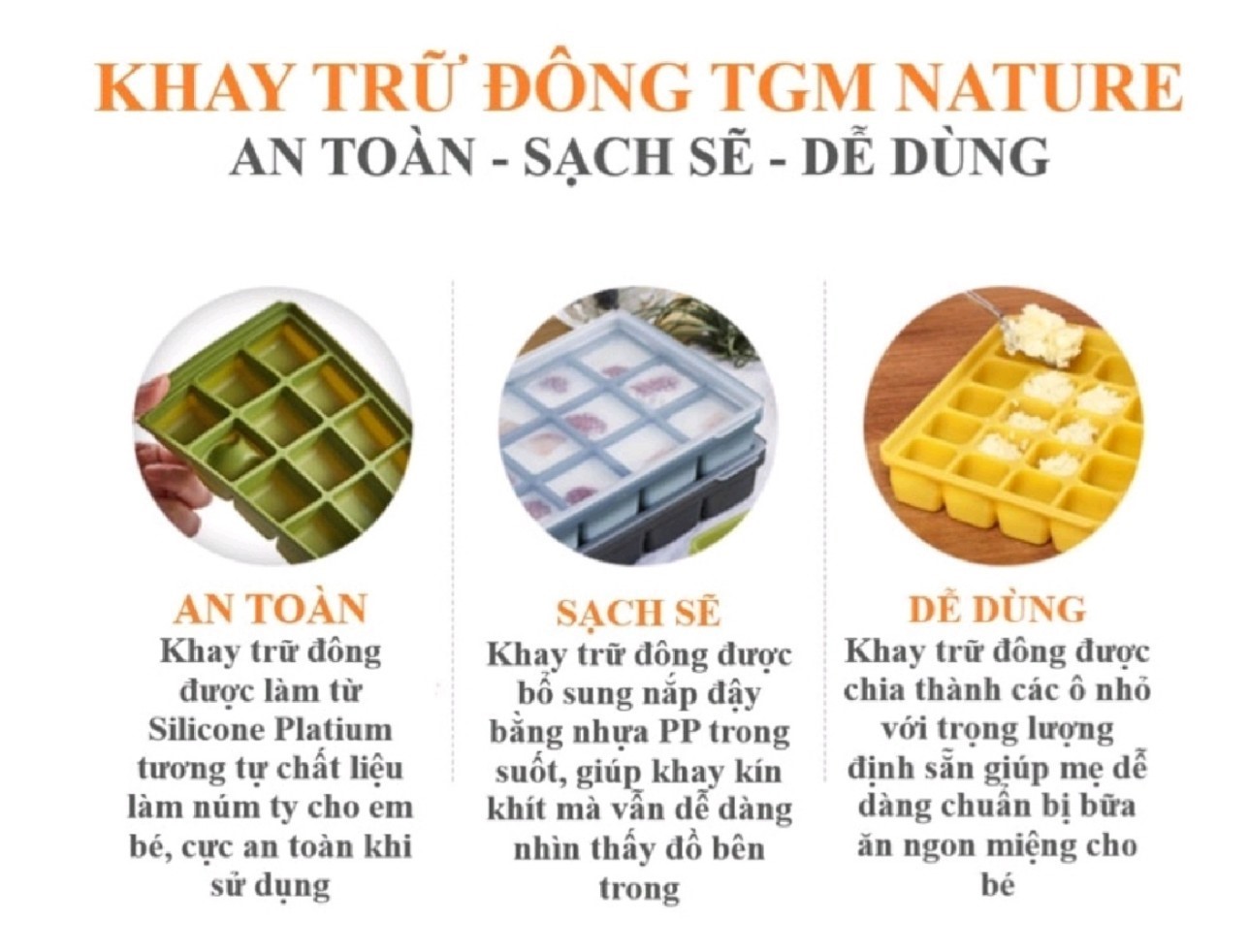 Khay trữ đông thực phẩm TGM cho bé cao cấp 20 ô