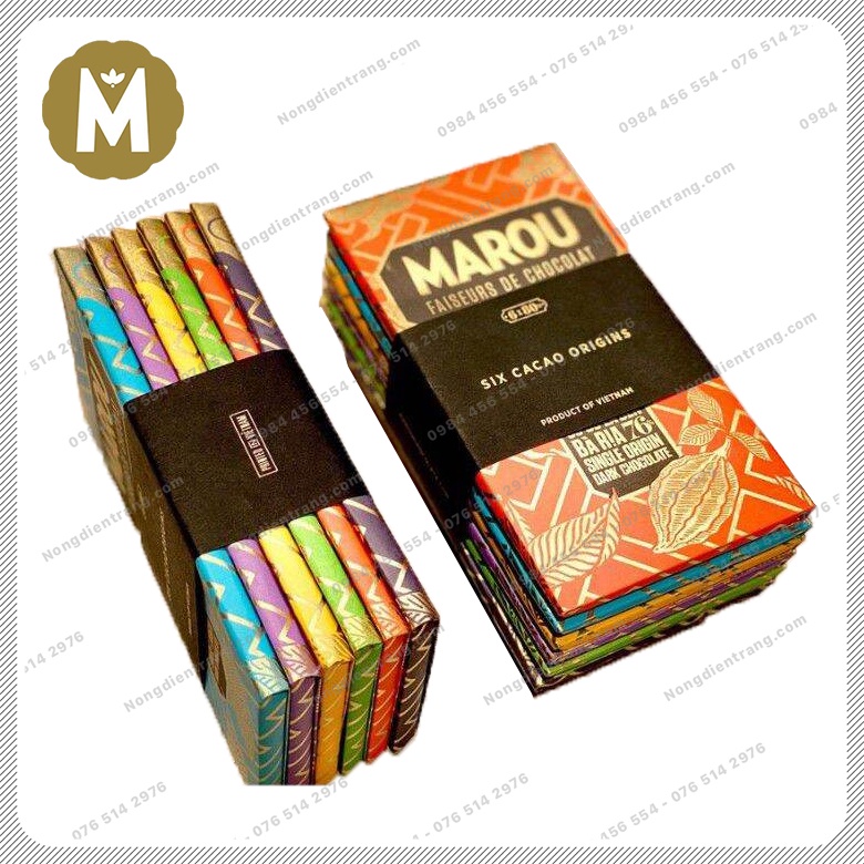 Marou chocolate 24g - bộ 6 vị socola marou bà rịa, bến tre, đồng nai, lâm đồng, đắk lắk, tiền giang- thơm ngon hấp dẫn vtnn nông điền trang