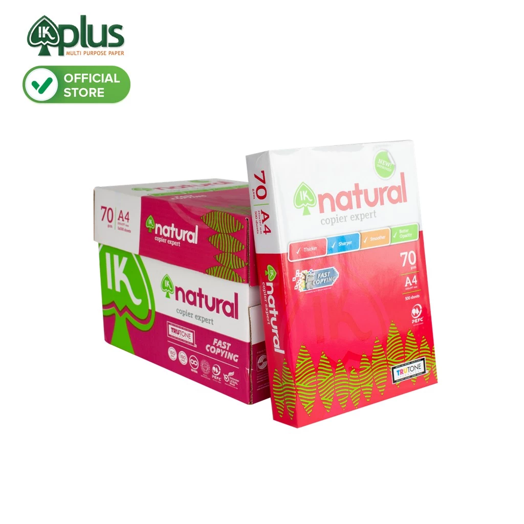 1 Ream 500 Tờ Giấy IK Natural 70gsm Khổ A4 - Giấy in văn phòng chính hãng