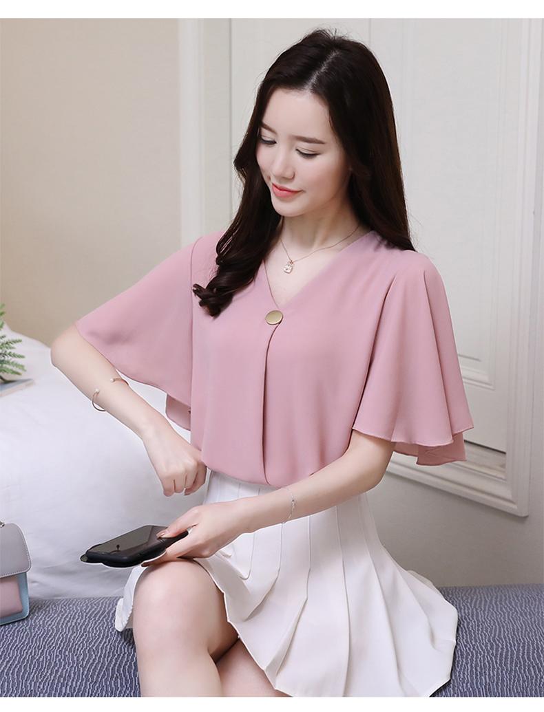 Áo kiểu tay loe cindy màu hồng dễ thương - ap011h