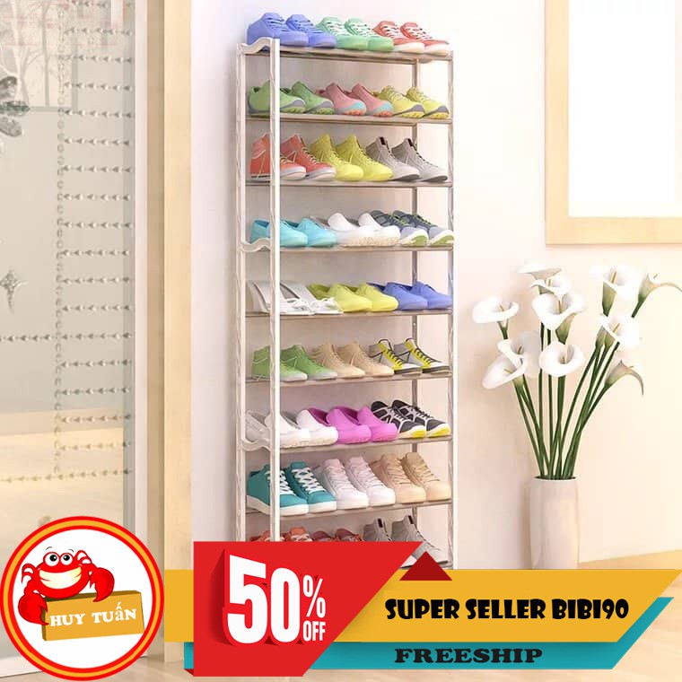 [HCM]Kệ de giày thông minhCác mẫu kệ để giày dépGiá để giày dép gấp gọn đa năng 10 tầng Kệ để giầy nhiều ngăn nhỏ gọn tiện lợi (Hàng chính hãng."")