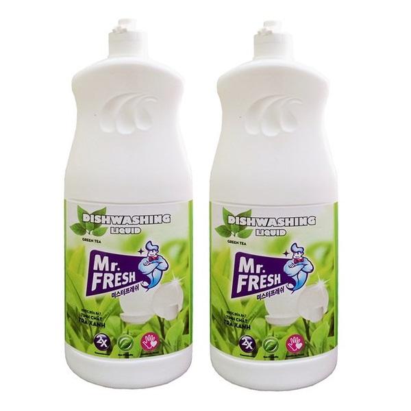Bộ 2 chai nước rửa bát đậm đặc mr fresh hàn quốc 800ml hương trà xanh bh608