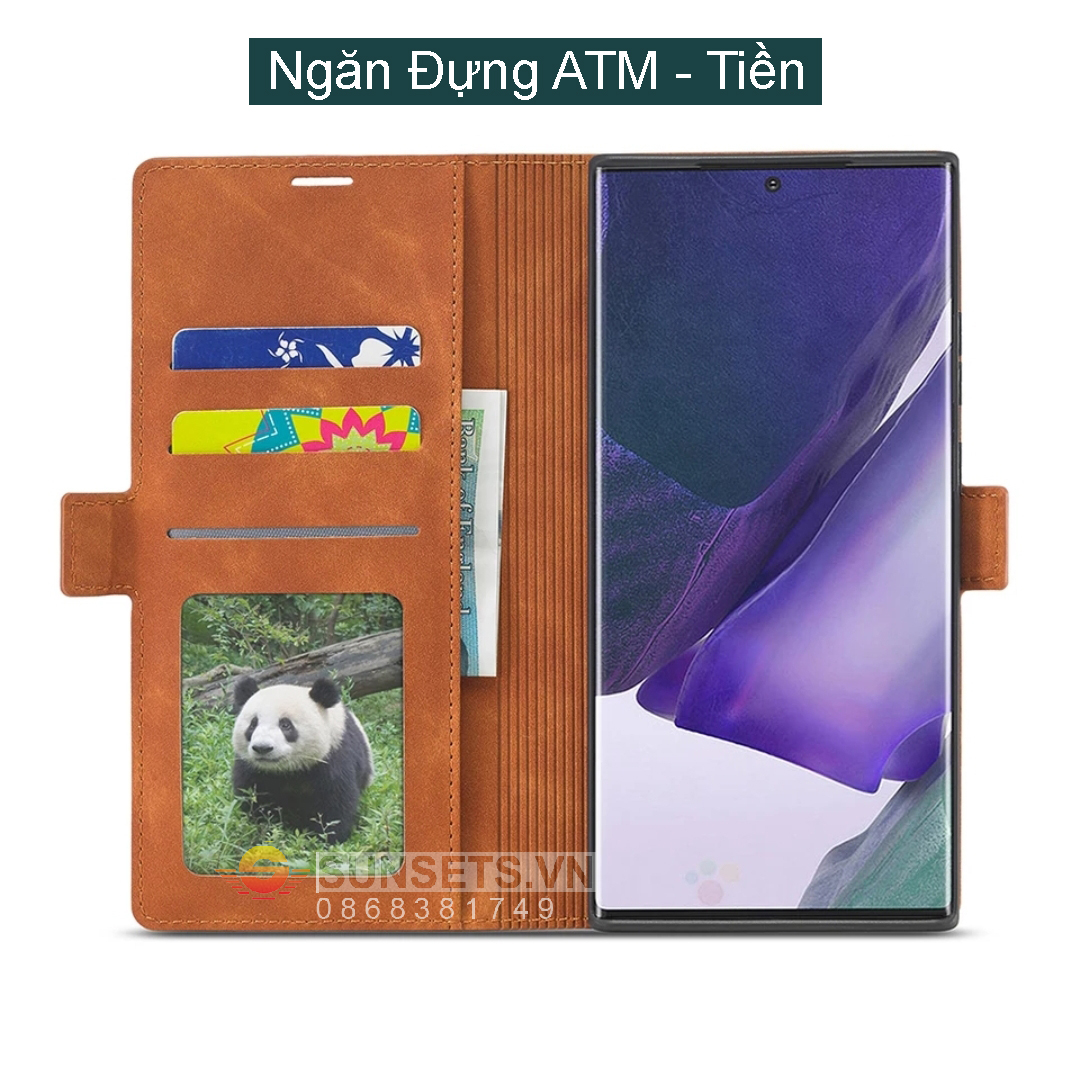 Bao da Samsung S21/ Note 20 Ultra/ Note 10+/ Note 10 Lite/ Note 9 ngăn đựng thẻ ATM