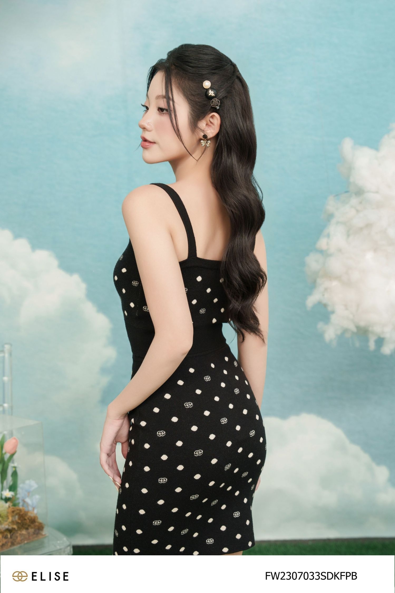 SET len đen chấm bi thiết kế Elise FW2307033SDKFPB