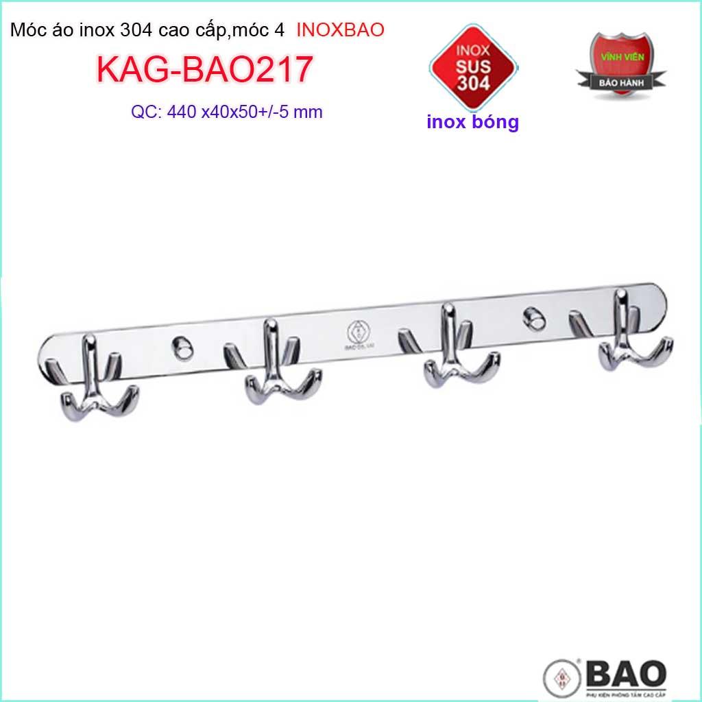 Móc treo đồ cao cấp Inox Bảo, móc áo phòng tắm Inox SUS304 KAG-BAO217