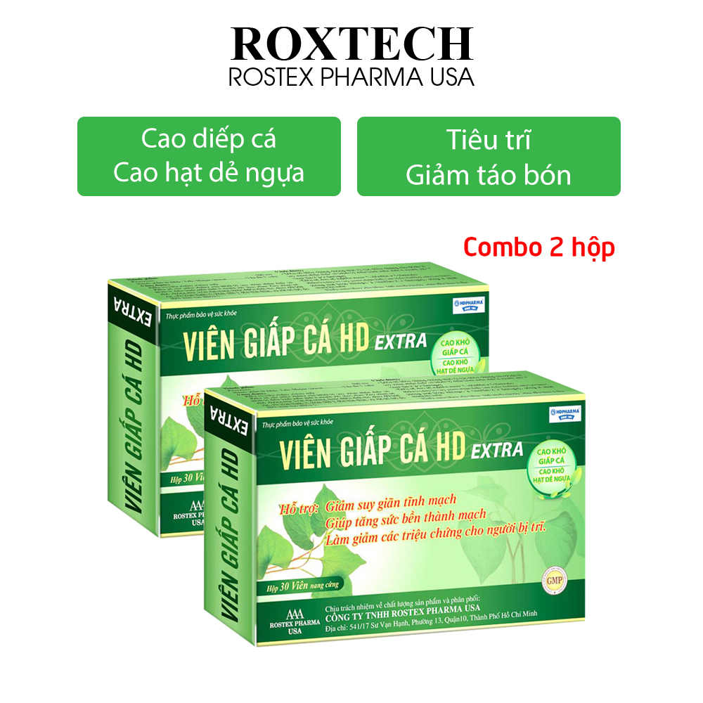 Combo 2 hộp Viên Giấp Cá HD cao khô diếp cá, cao hạt dẻ ngựa giảm táo bón