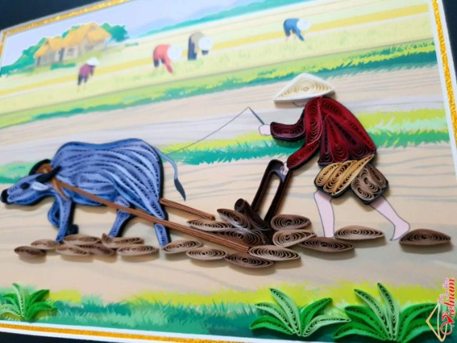 Tranh giấy xoắn lưu niệm (20×25cm)