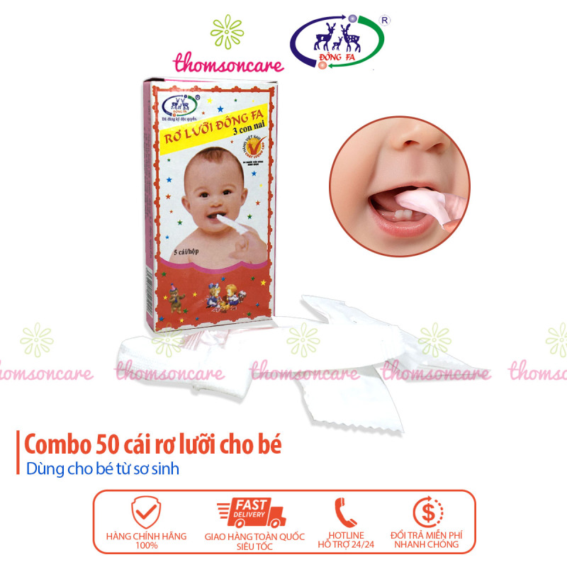 Gạc rơ lưỡi Đông Pha Combo 50 chiếc loại 3 con nai - vệ sinh nướu răng miệng cho trẻ tưa lưỡi cho bé đông fa tiệt trùng