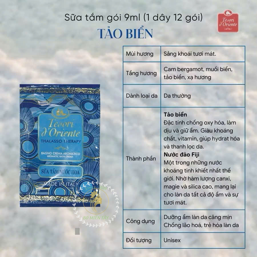 (Dây 10 Tặng 2) Sữa Tắm Tesori d’Oriente 9ml – Hương Nước Hoa Ý, Đủ Mùi Lựa Chọn