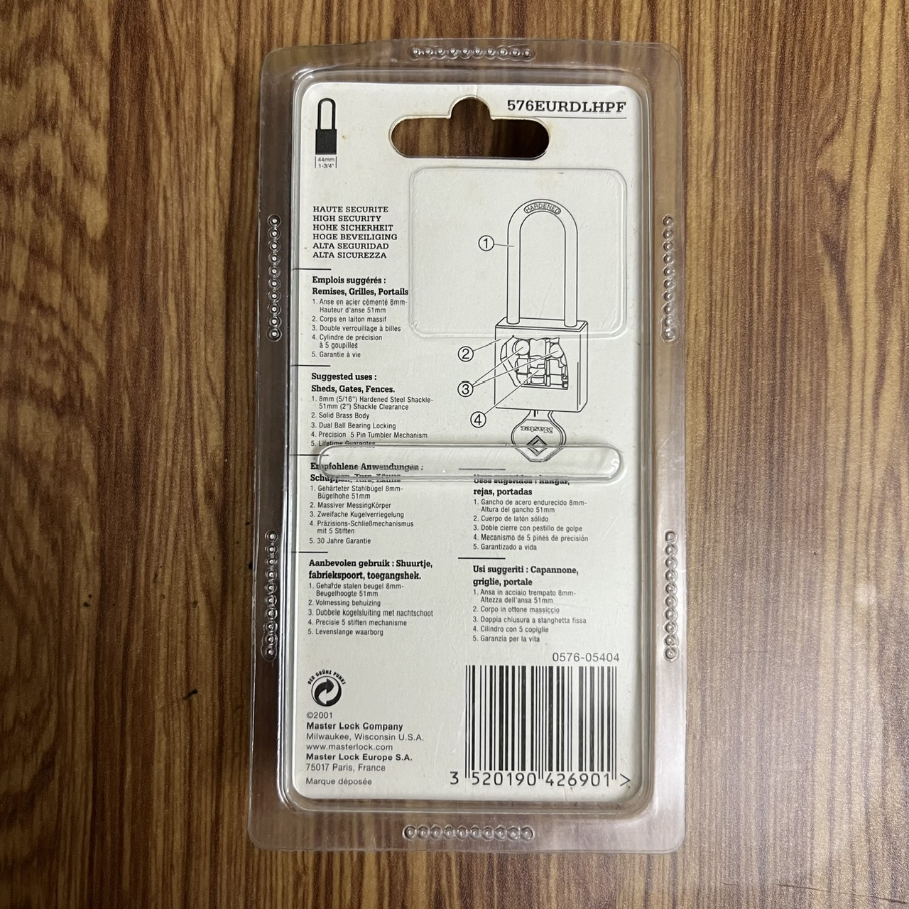 Ổ khóa Master Lock 576 EURDLHPF Thân Rộng 50mm Càng Dài - MSOFT
