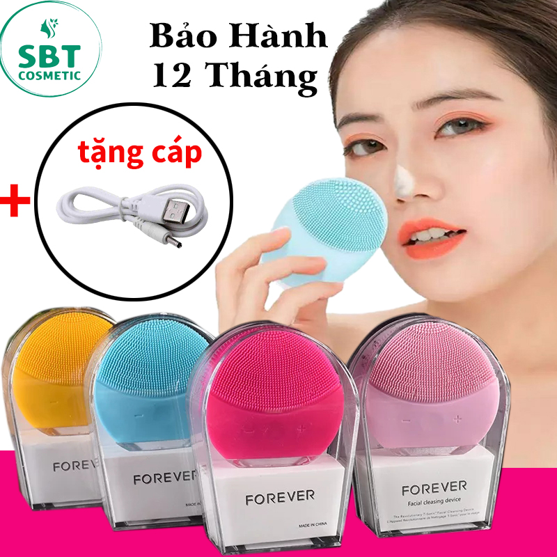 Máy rửa mặt mini forever-chất liệu silicon chức năng rung tạo bọt massage thư giãn da mặt thân máy chống nước ipx7