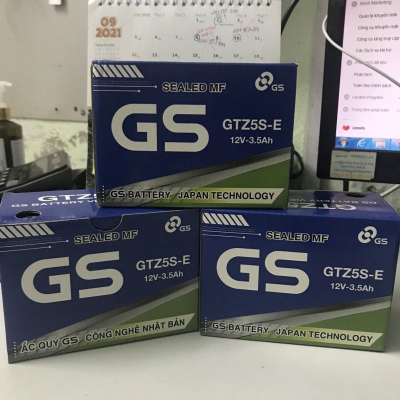 Bình ắc quy xe máy GTZ5S-E 12V 3.5AH chính hãng GS BATTERY loại bình khô