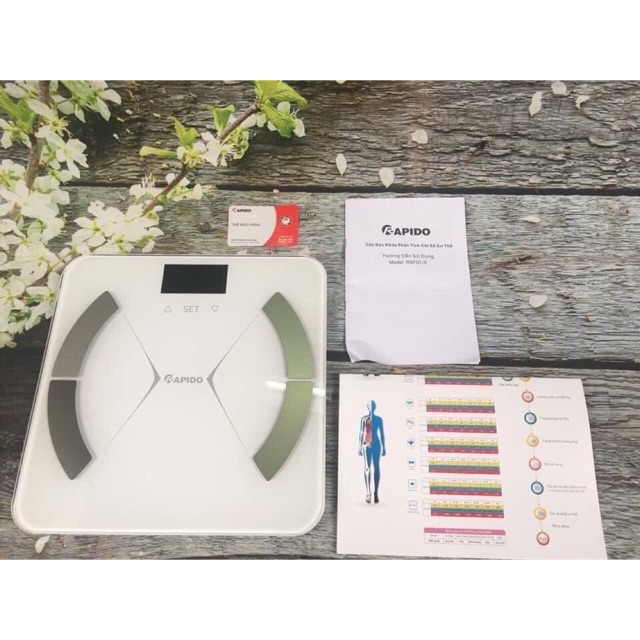 [HCM]Cân sức khỏe Rapido phân tích chỉ số - loại vuông bluetooth RSB01-S