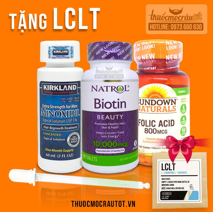 [HCM]Thuốc mọc râu tóc Minoxidil combo Biotin - Folic Tặng Bột LCLT