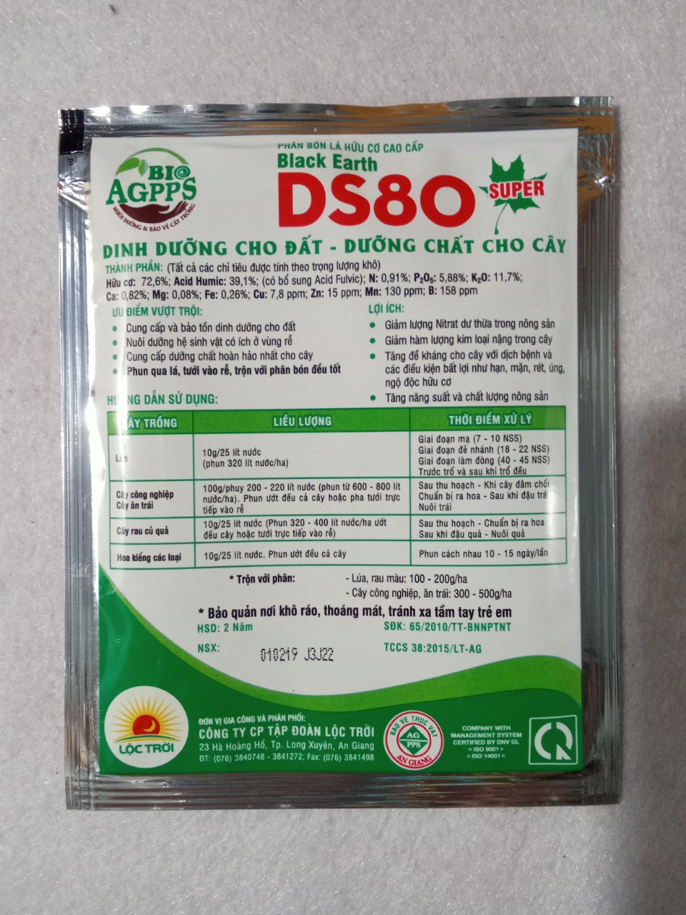 Black Earth DS80 - PHÂN BÓN LÁ HỮU CƠ CAO CẤP DS80
