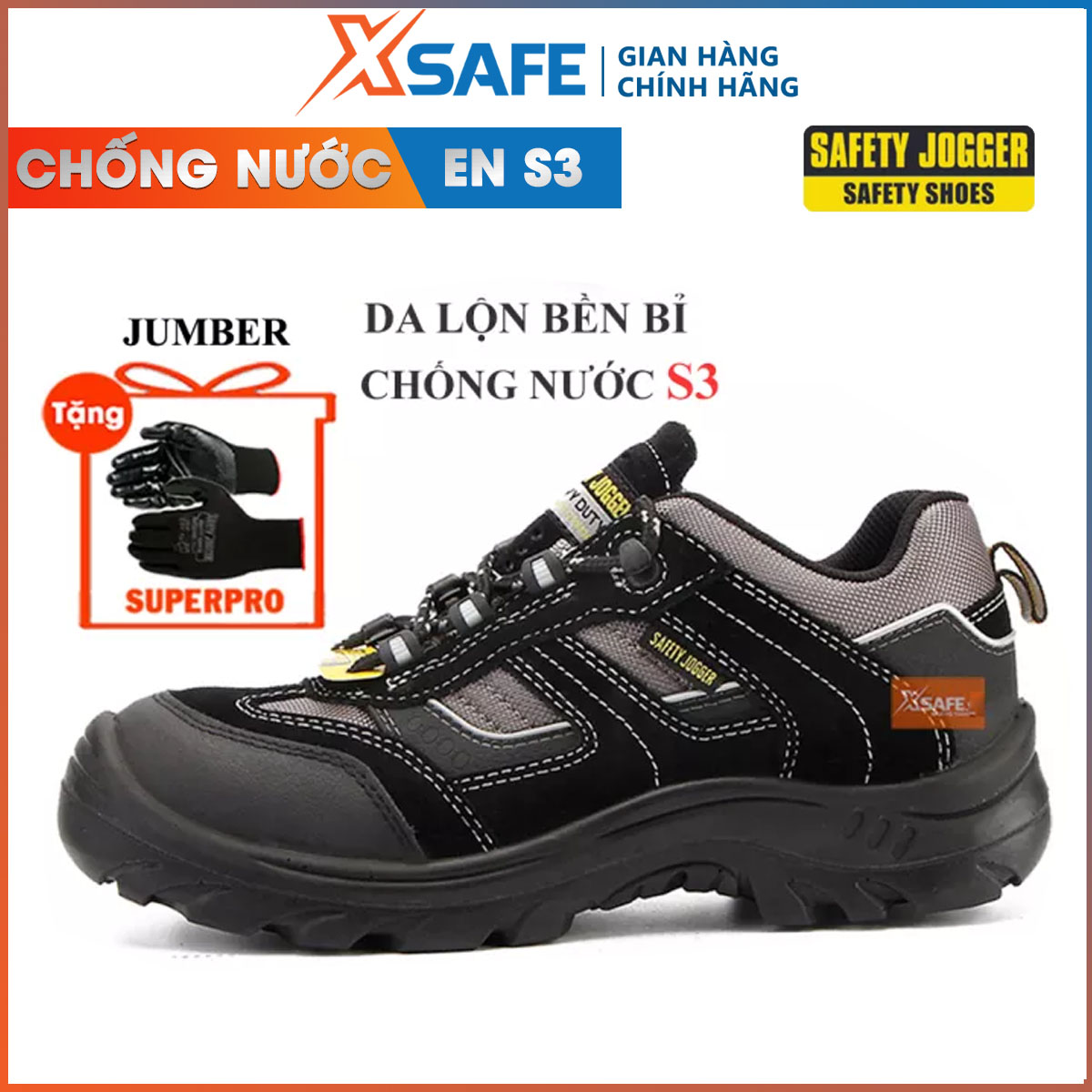 Labor protection shoes male jogger jumper S3 suede super durable waterproof nose composite anti-collision beating Đế Kevlar anti-penetration technology breathable 1-way ventilation-distribution genuine xsafe
