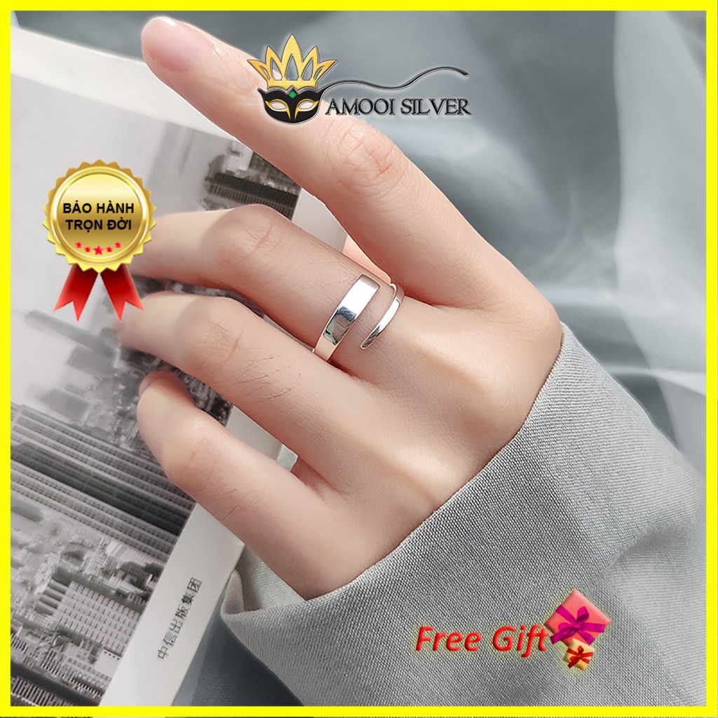 Nhẫn bạc S925 freesize hở chéo - Amooi Silver AN67