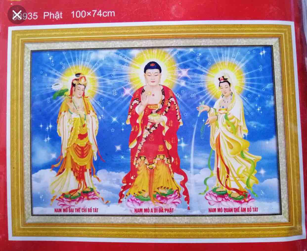 [HCM]Tranh thêu chữ thập Tam thế phật 88935 kt 100x74cm