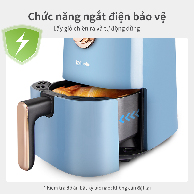 Nồi chiên không dầu Simplus 5L, dung tích lớn chiên nướng đa năng không dầu mỡ, nồi chiên tiện lợi kèm vỉ nướng - bảo hành một năm chỉ đổi không sửa KQZG004