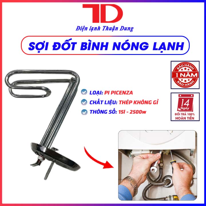 Sợi Đốt PICENZA 15L Bình Nóng Lạnh, Cọc Đốt Bình Nóng Lạnh 15L 2500W - Điện Lạnh Thuận Dung