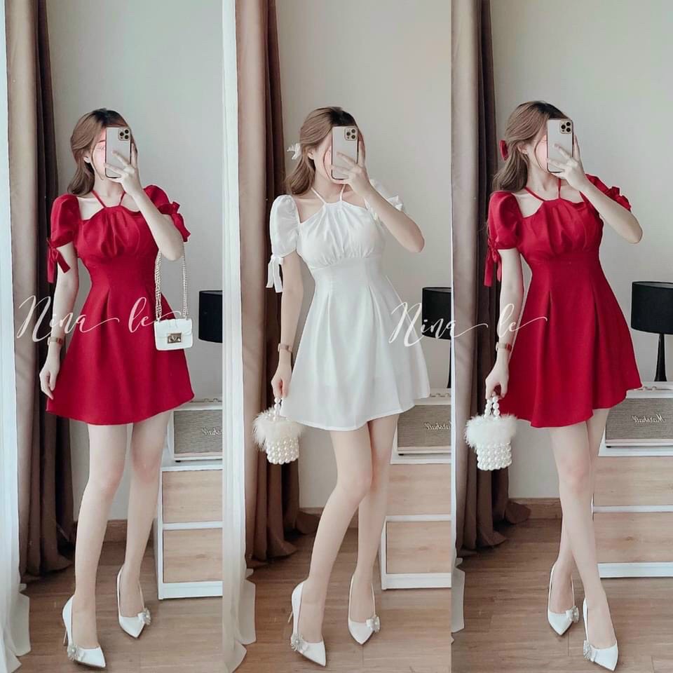 Đầm nữ, đầm cổ yếm xinh xắn (có mút)