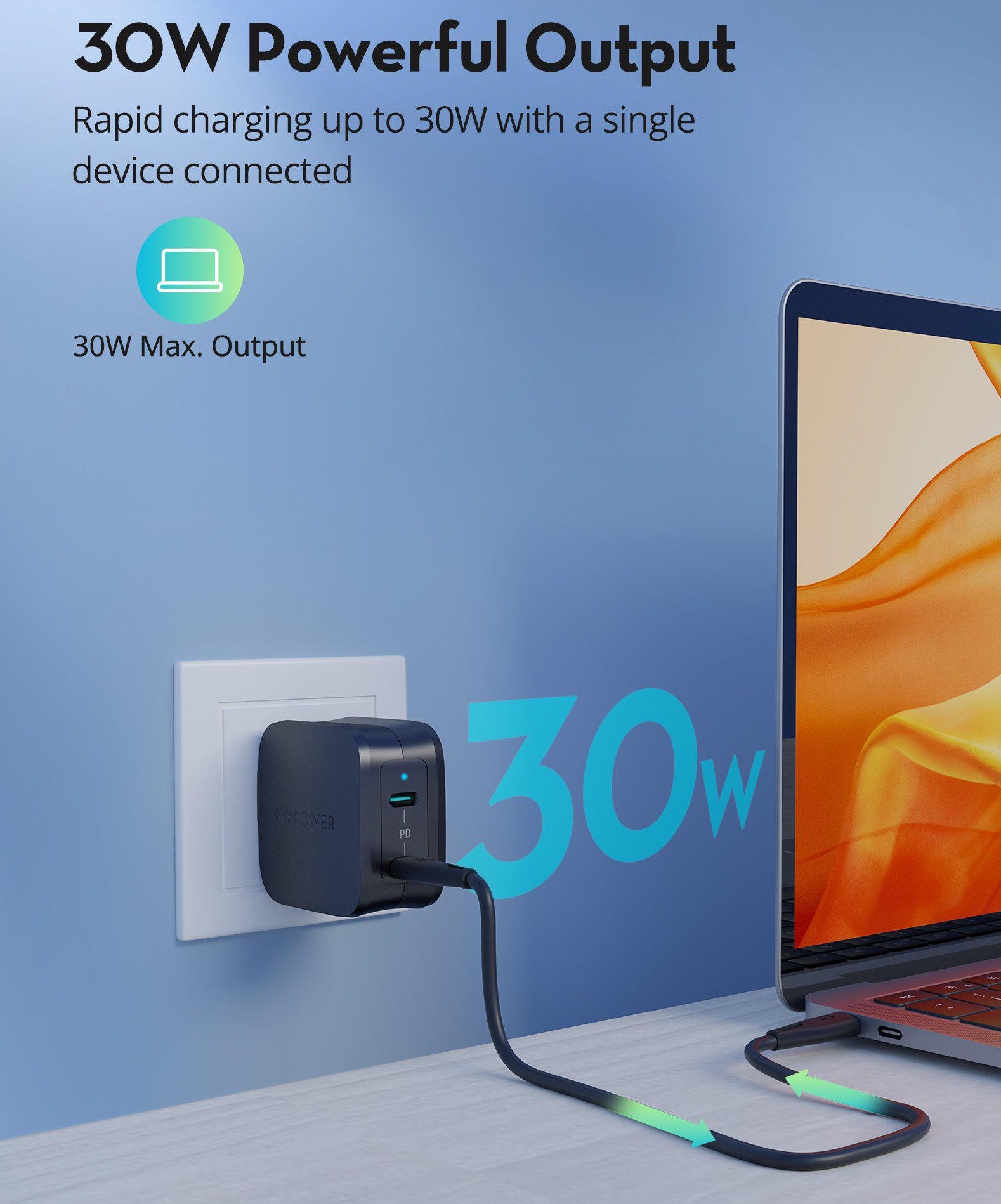 [Original] Cốc sạc nhanh RAVPOWER 2 cổng USB-C PD 40W