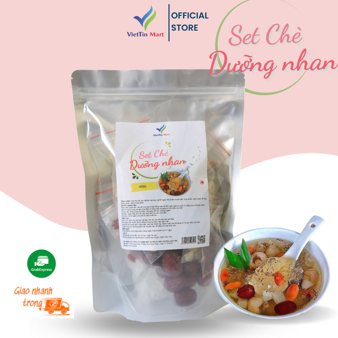 Set 400gr Nguyên Liệu Nấu Chè DƯỠNG NHAN (CHÈ TUYẾT YẾN ) Viettin Mart