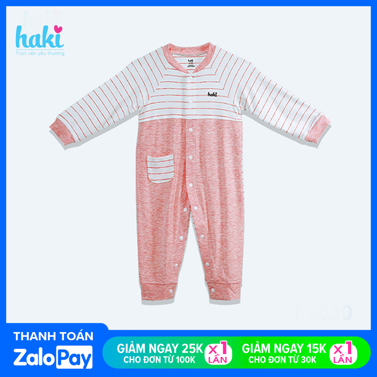 Bộ body kẻ dài tay cài giữa phối thân trước cho bé sơ sinh tới 1 tuổi HAKI BB030 (4-10kg) + Set áo liền quần vải tre cao cấp xuất khẩu Canada siêu mềm mịn; bodysuit cho bé trai bé gái, baby bodysuit, bamboo fabric