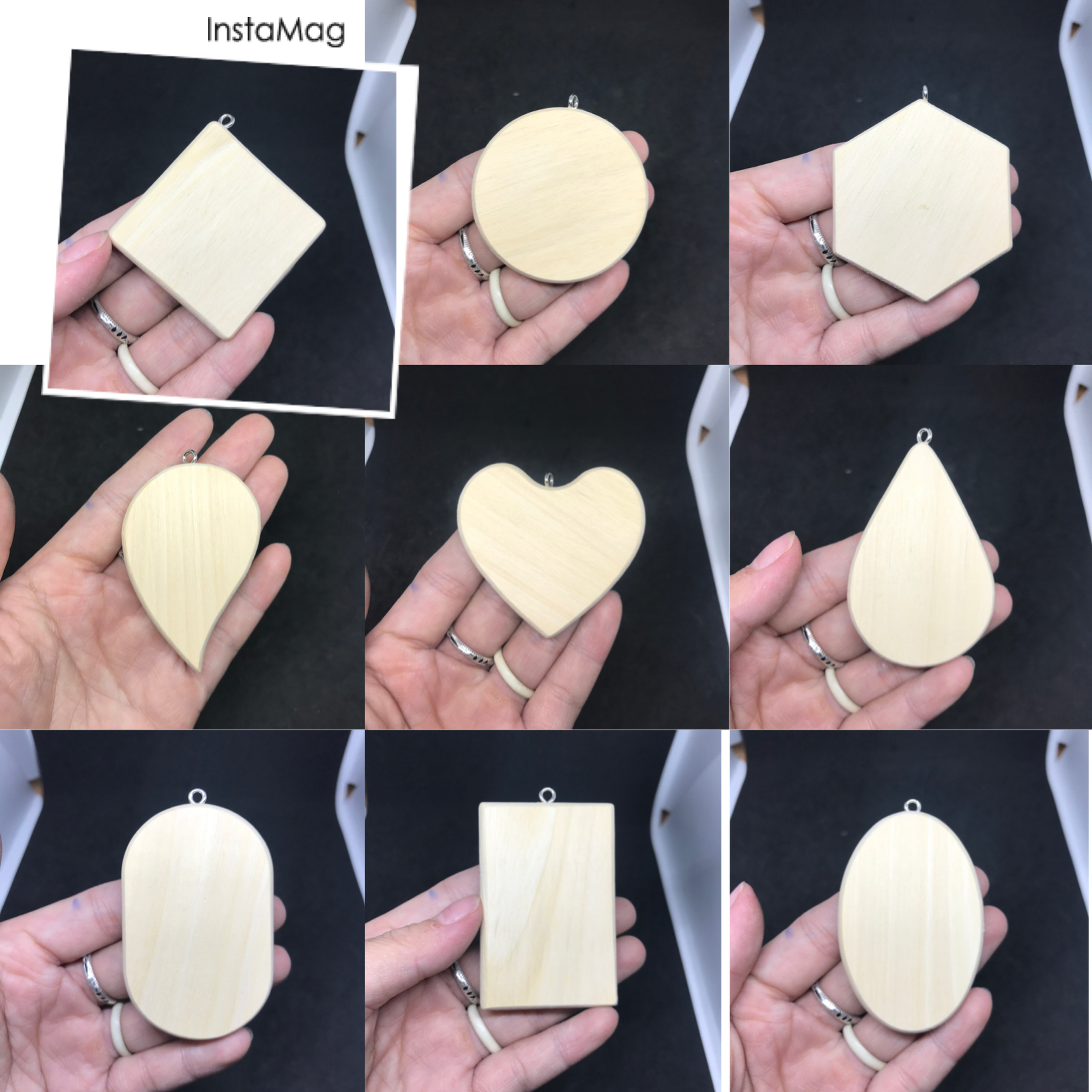 Set 3 Phôi Móc khóa gỗ cành cây tự nhiên