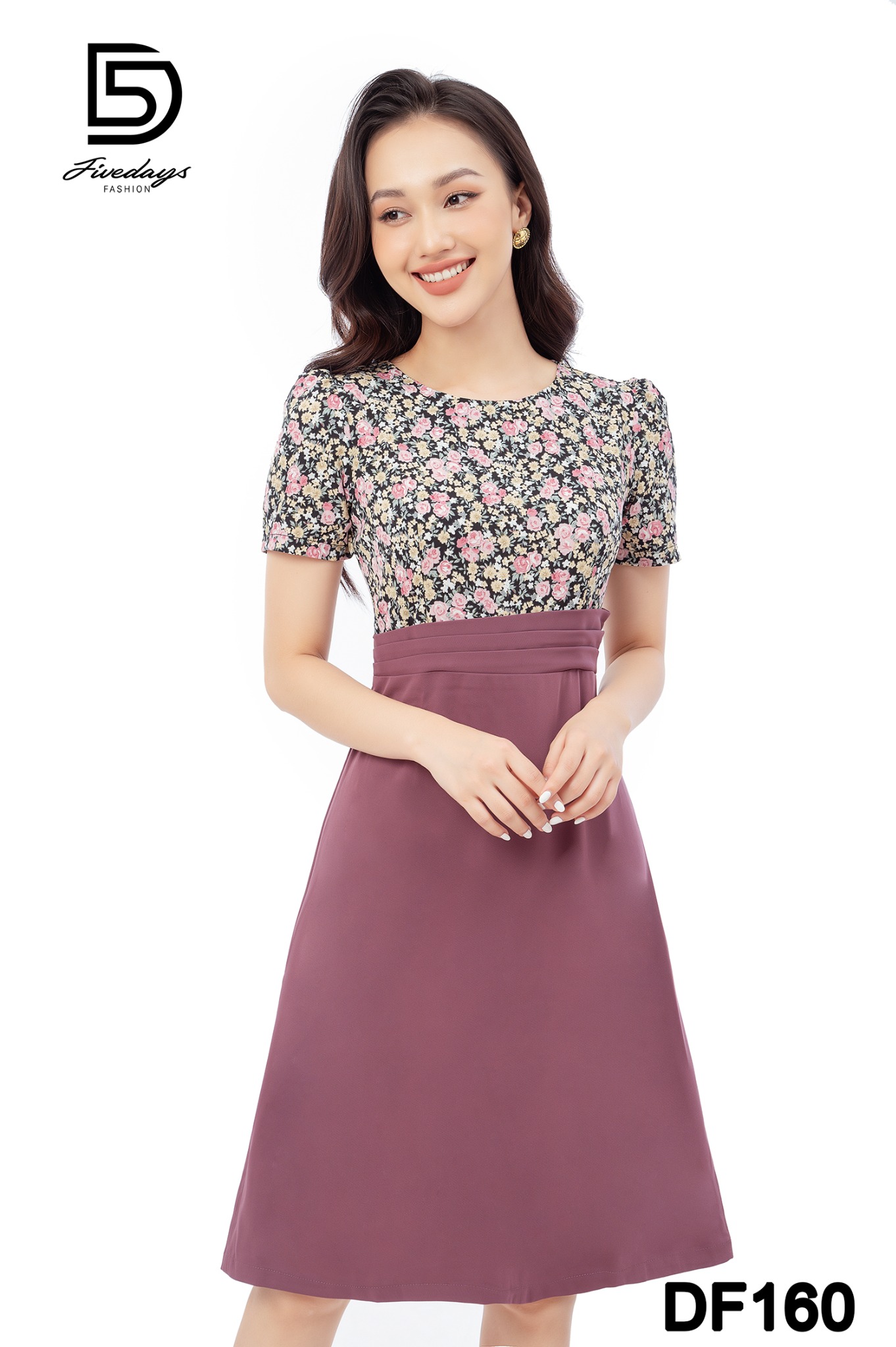 Đầm hoa đũi phối chân xoè FIVEDAYS