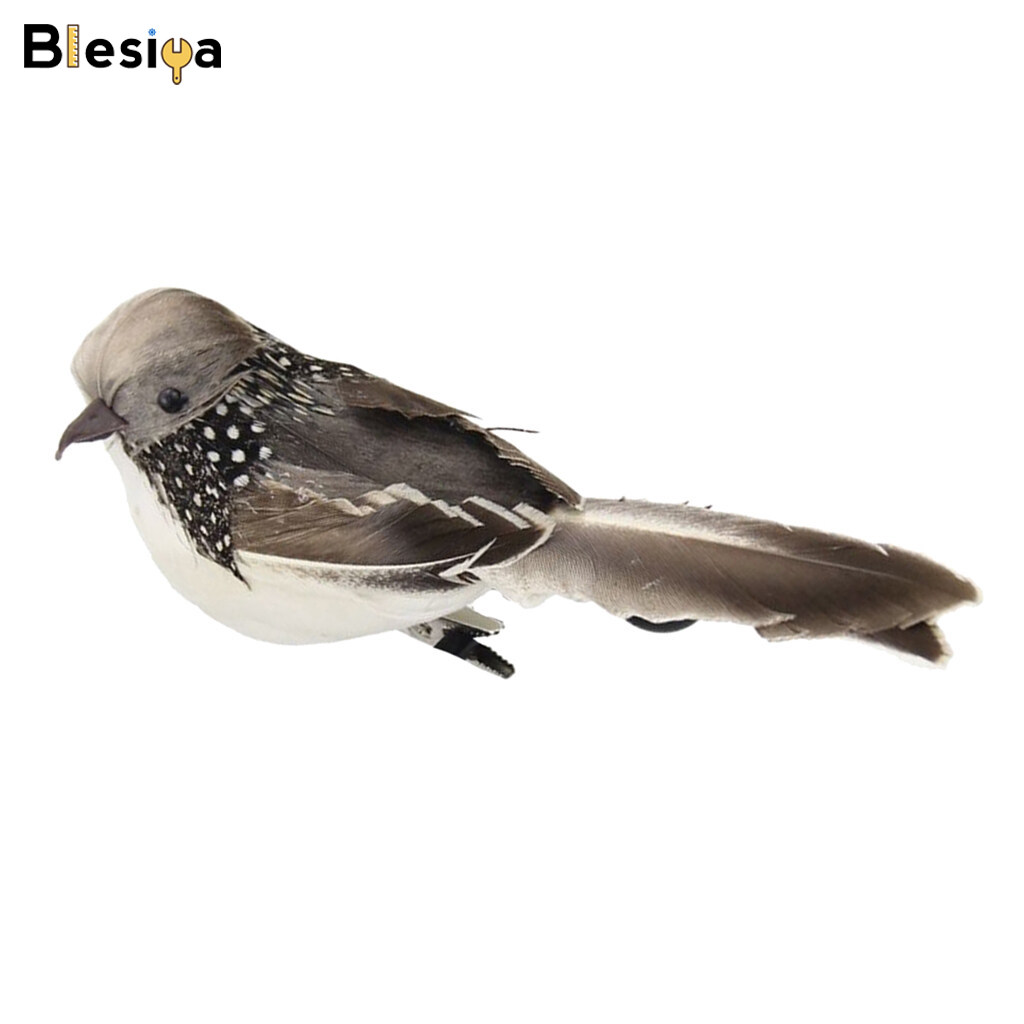 Blesiya 1pcs Artificial Feathered sparrow Bird Clip Fake spadger Bird