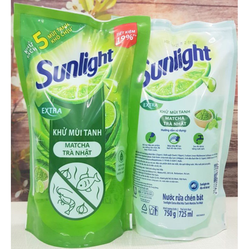 Nước rửa chén Sunlight Trà xanh túi 750ml