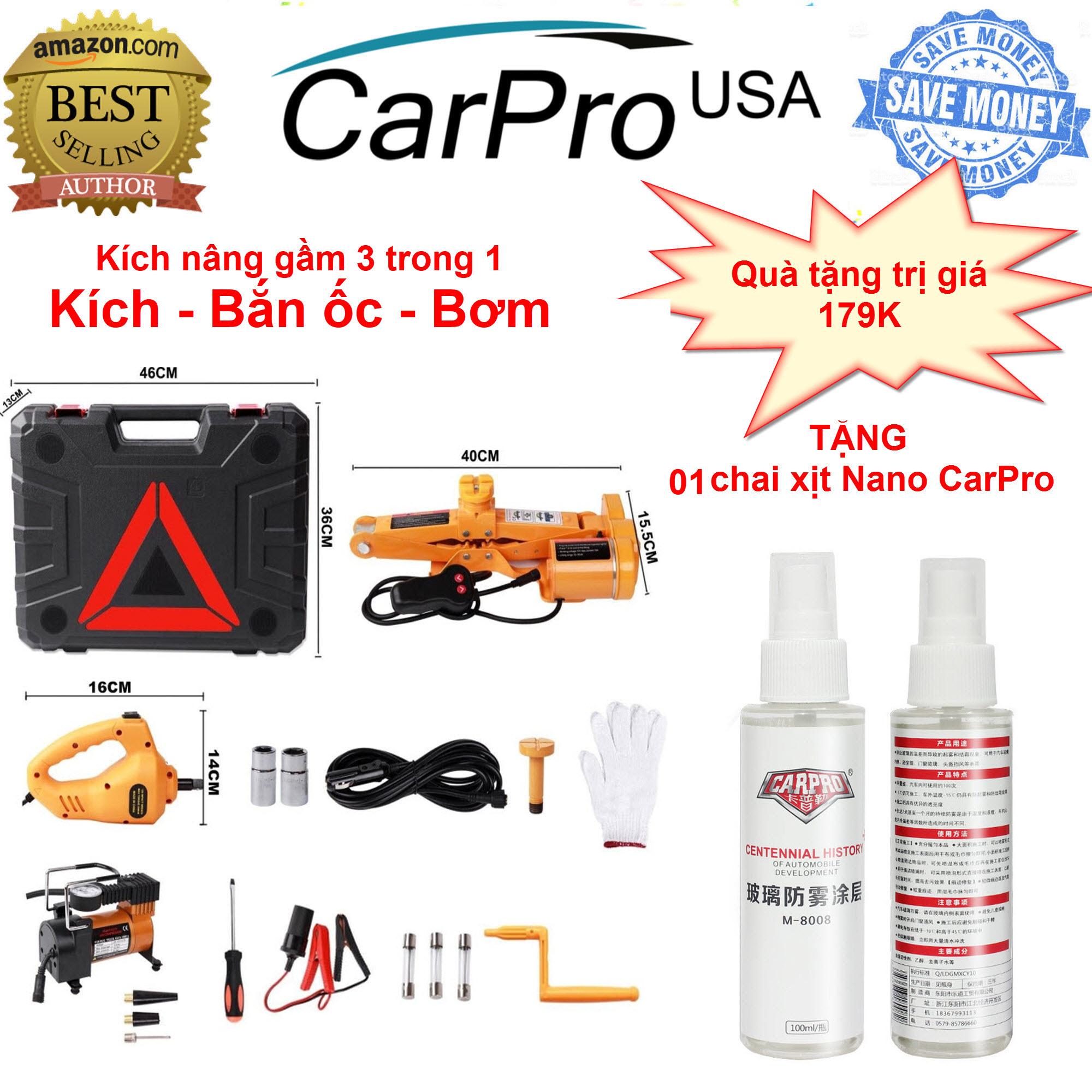 Bộ kích gầm ô tô 12V 3 trong 1- Con Đội Điện Nâng Gầm xe hơi - Máy bắn ốc - Bơm lốp ô tô