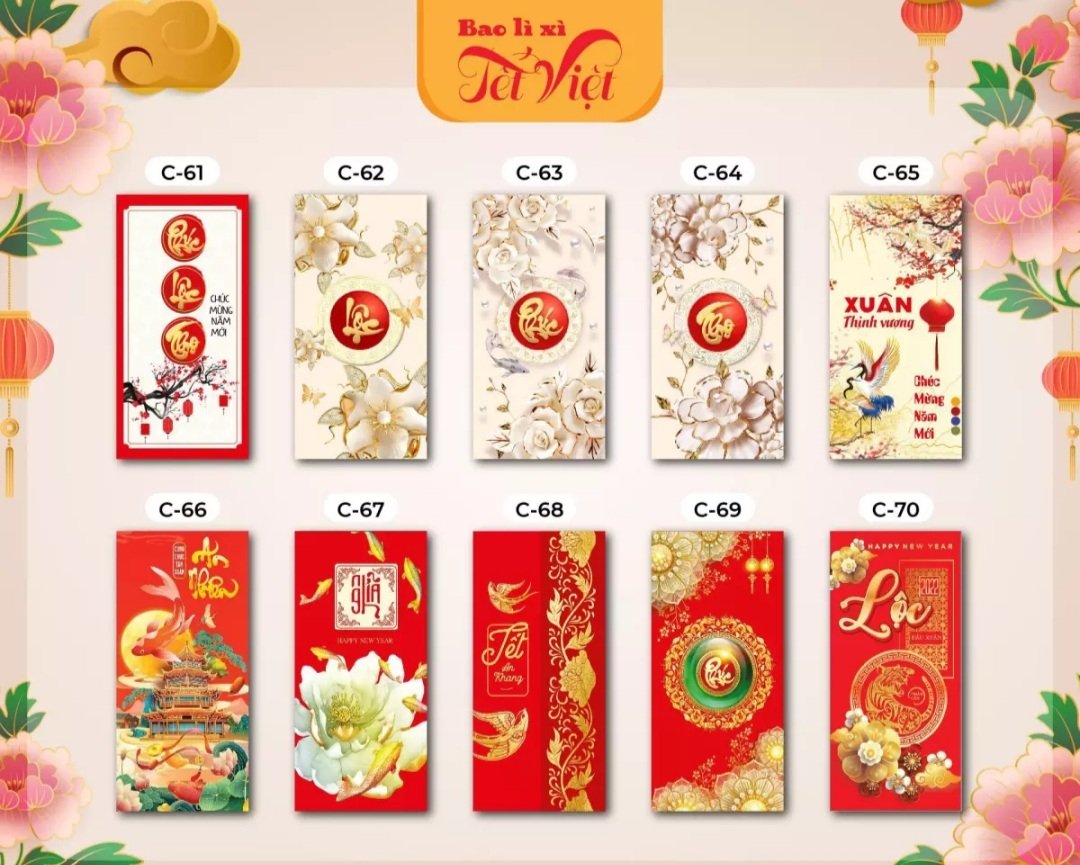 Combo 100 Bao Lì Xì Tết 2022 Mix 20 Mẫu