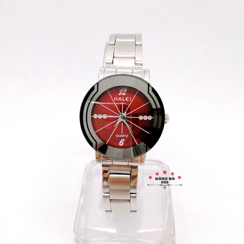 Đồng hồ nữ HALEI dây kim loại thời thượng ( HL457 dây trắng mặt đỏ ) - Kính Chống Xước, Chống Nước Tuyệt Đối, Mạ PVD Cao Cấp Chống Gỉ Chống Phai Màu Thời Trang Hottrend 2020