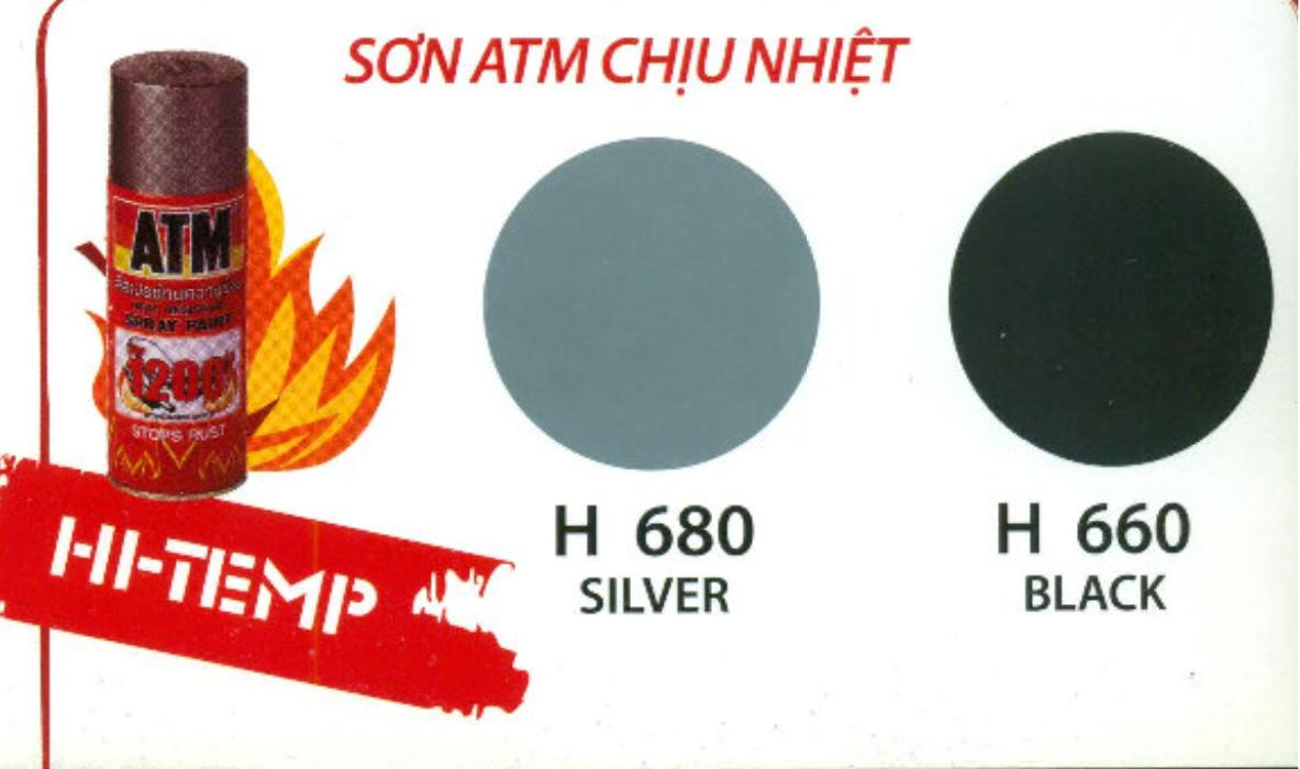 (màu đen hoặc màu bạc) Sơn xịt pô xe chịu nhiệt  ATM ( sơn phun) HI-TEMP H660 hoặc H680