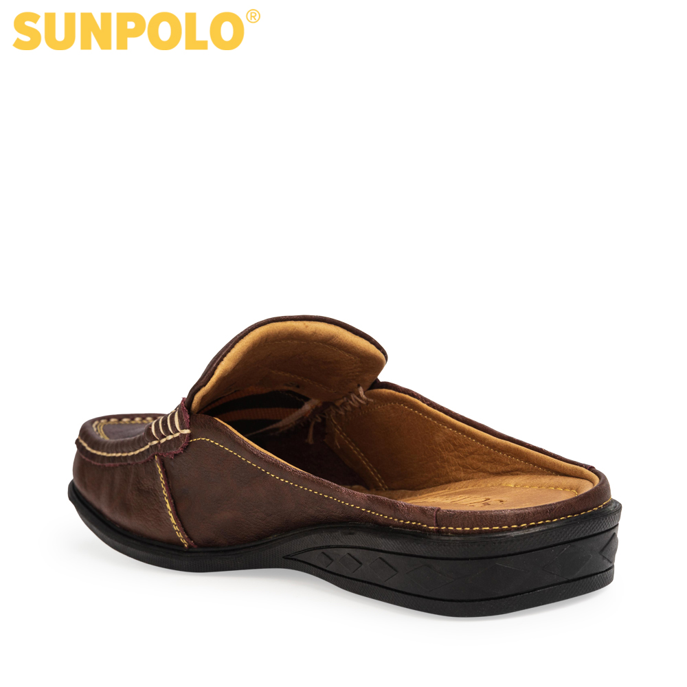 Dép Sapo Nam Da Bò SUNPOLO SPO004 (Nâu)