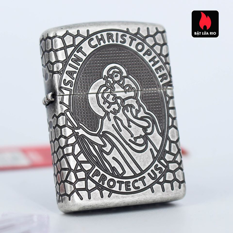 Bật lửa Zippo 49160 – Zippo Armor® St. Christopher Medal Design Antique Silver