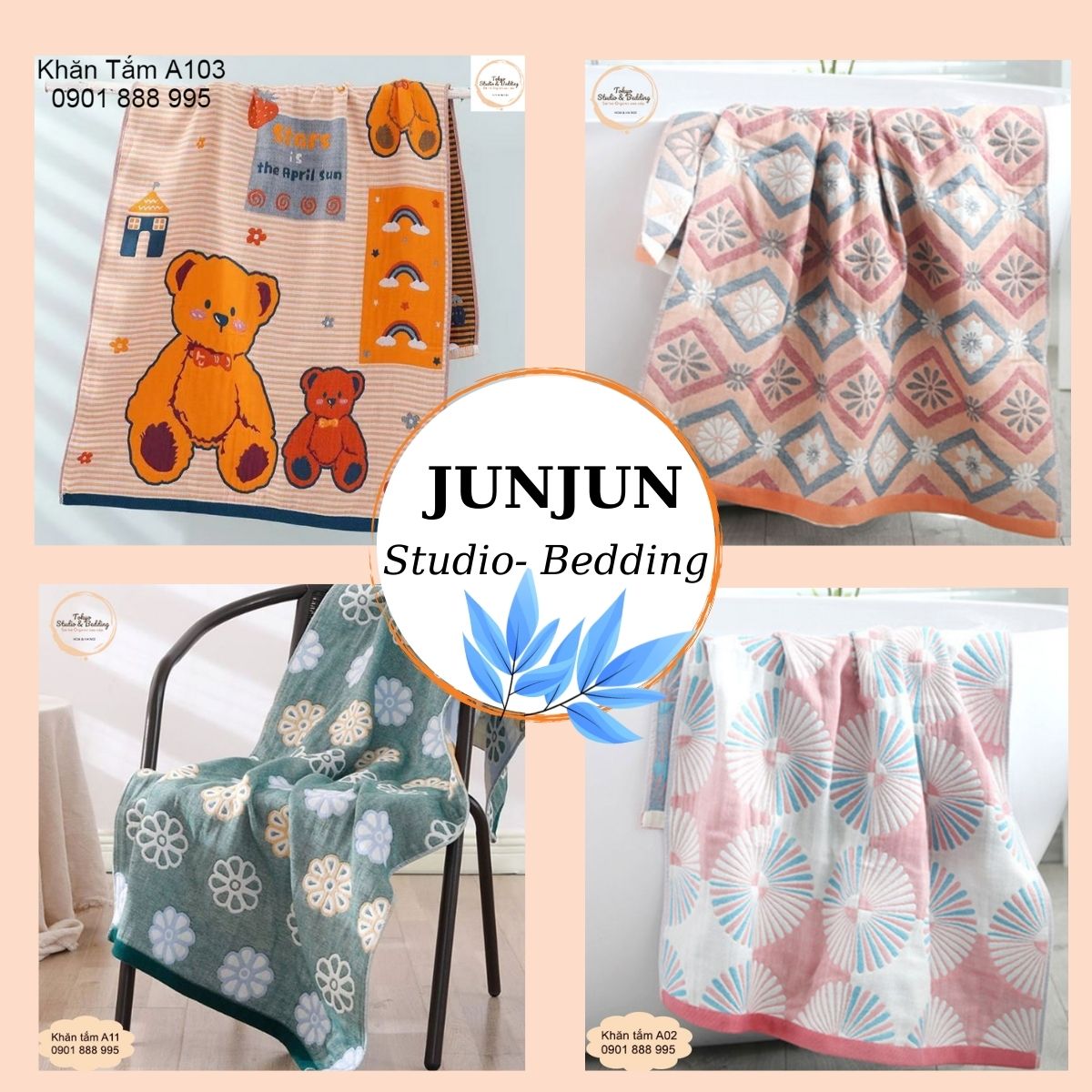(1)TH Khăn tắm xô Cotton Sợi Tre Organic siêu mềm (Size: 140*75cm) - Dòng Basic