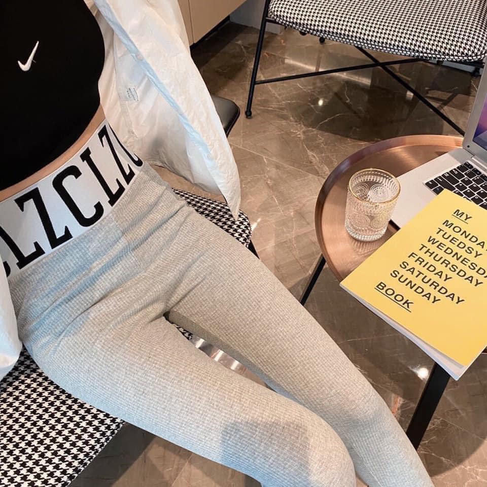 Quần legging len tăm co giãn cạp chữ tập gym siêu hot - quần legging thể thao cạp chữ m tập gym siêu tôn dáng
