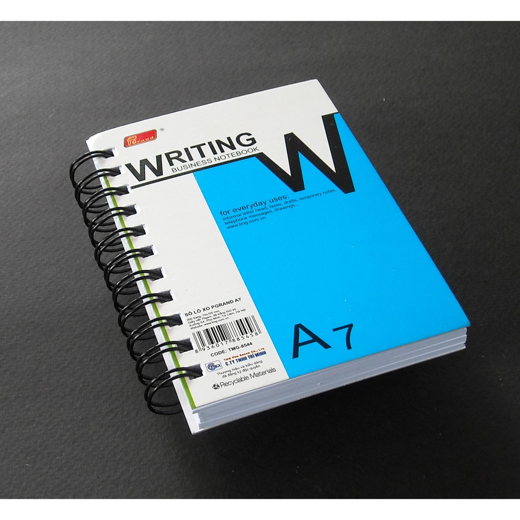 [HCM]2 Cuốn Sổ lò xo Pgrand khổ A7 dày 200 trang cực trắng mịn đẹp