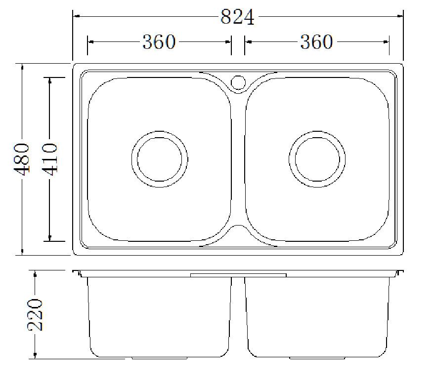 Chậu rửa chén Inox 2 hộc Eurolife EL-C8 (Trắng bạc)