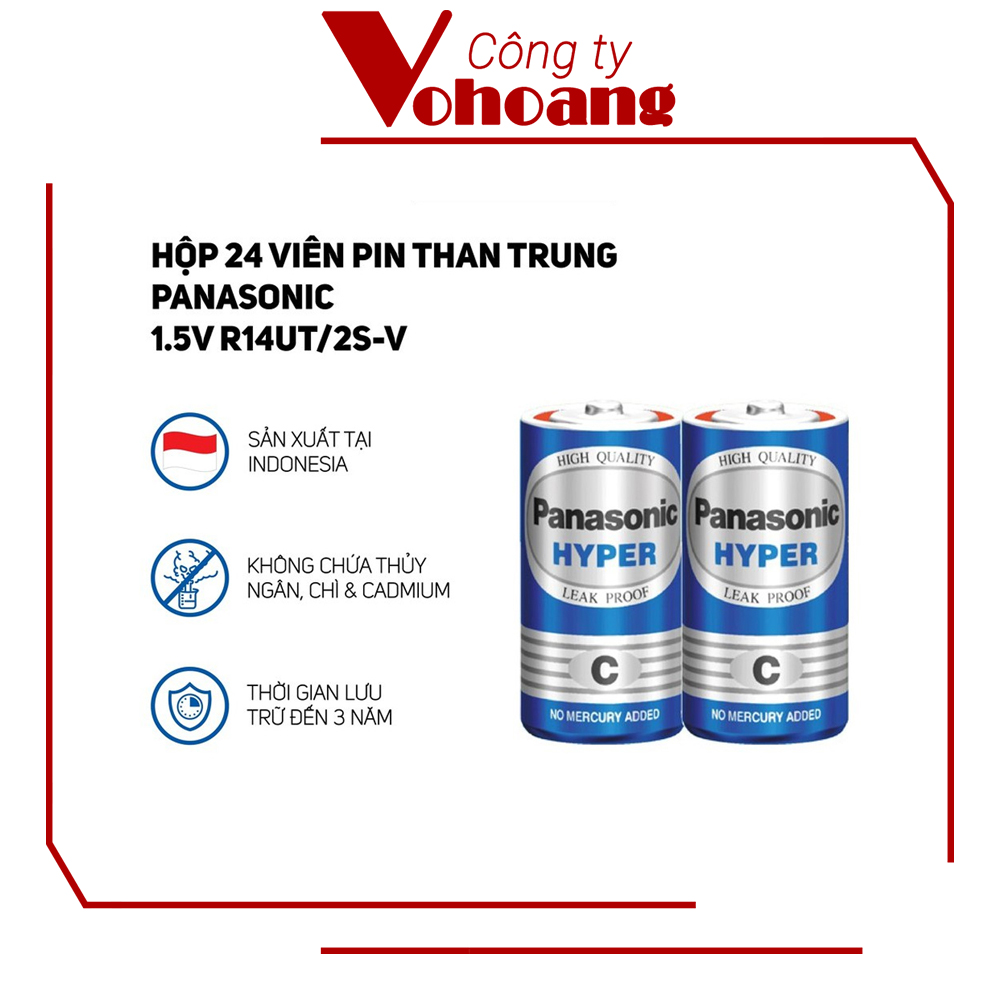 Bộ 2 pin C - Pin trung Panasonic R14UT (Xanh)
